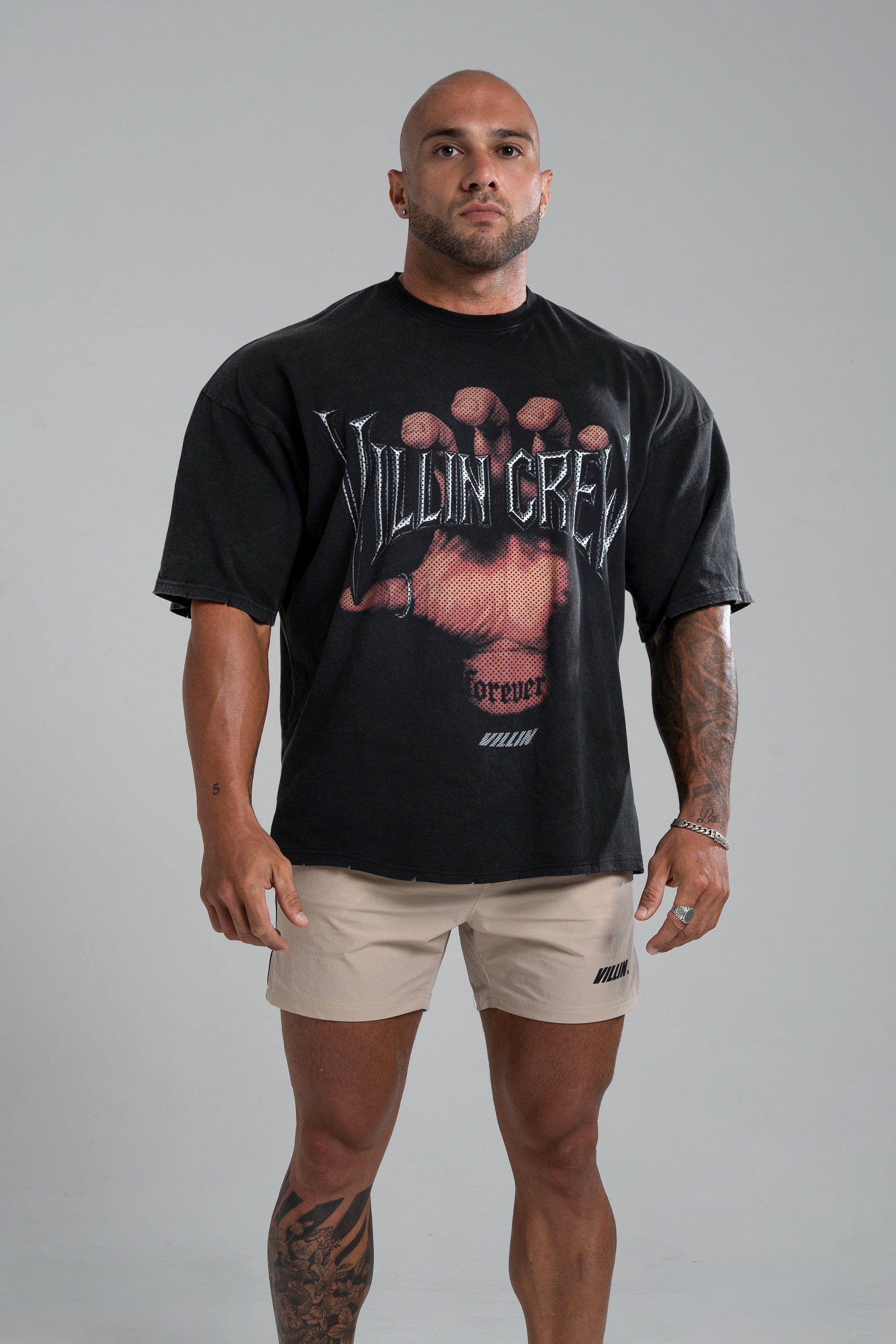 VILLIN HELLBOUND oversized tee in vintage black — men's