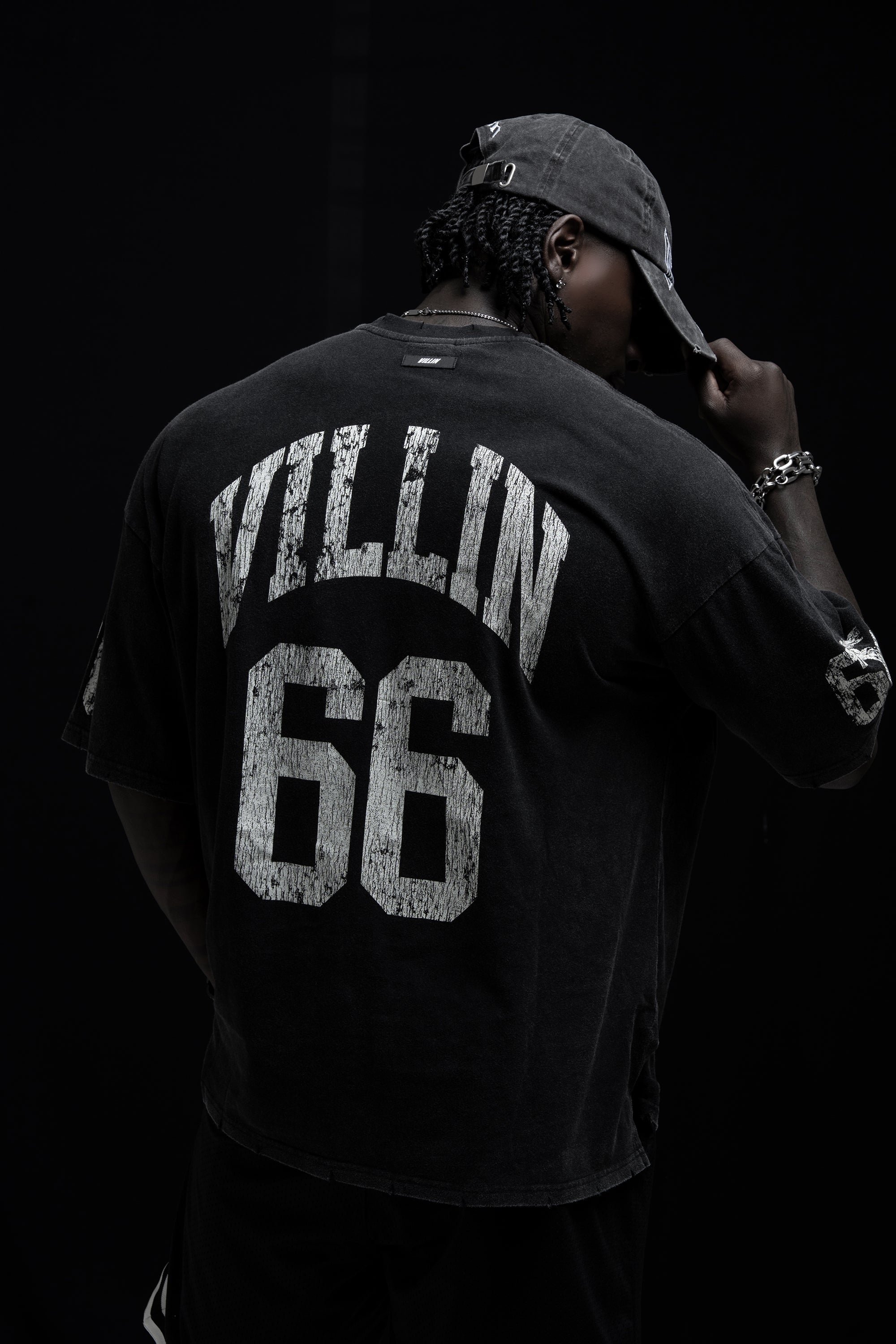 VILLIN JERSEY oversized tee in vintage black — men's