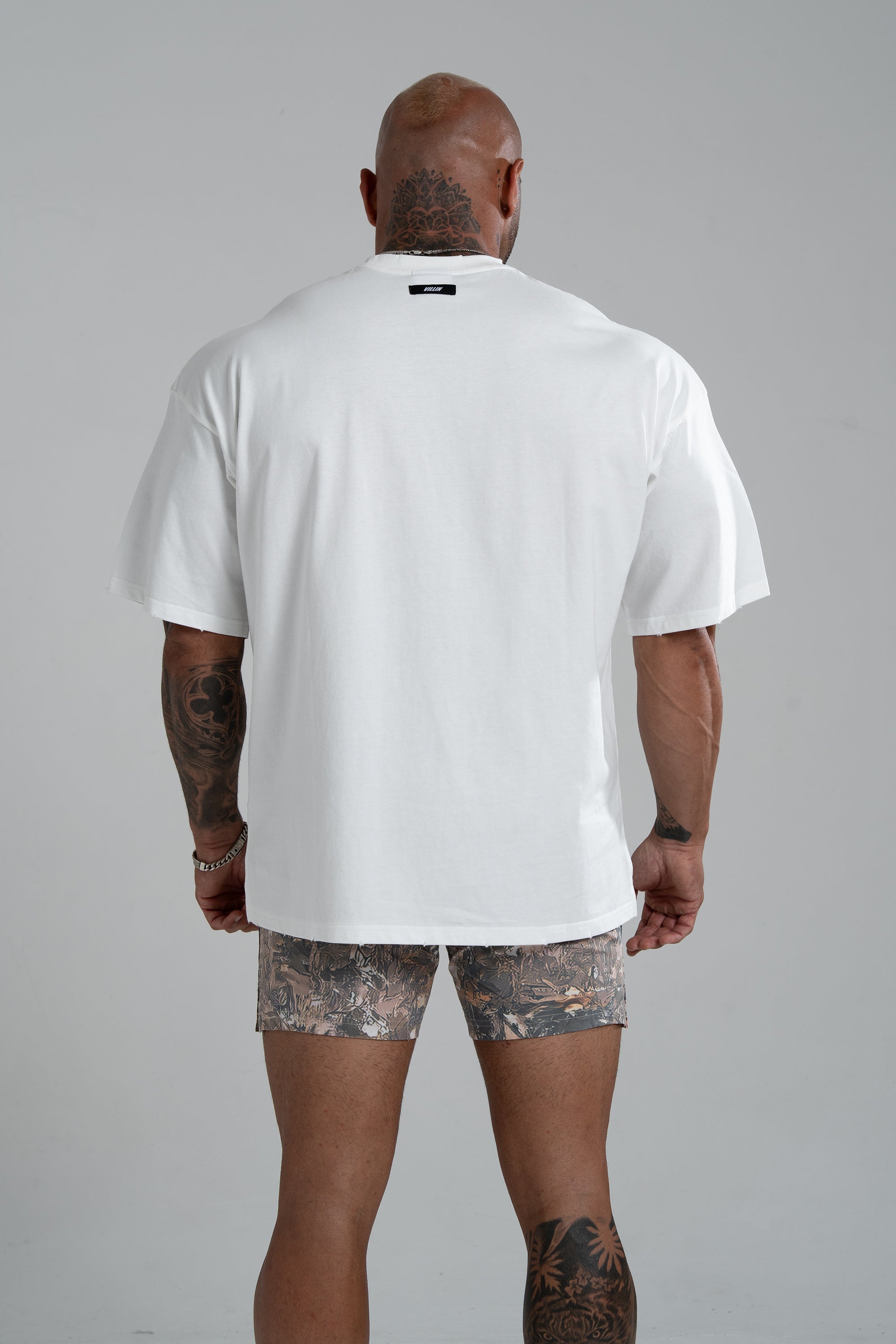 VILLIN RIDER oversized tee in vintage white — men's