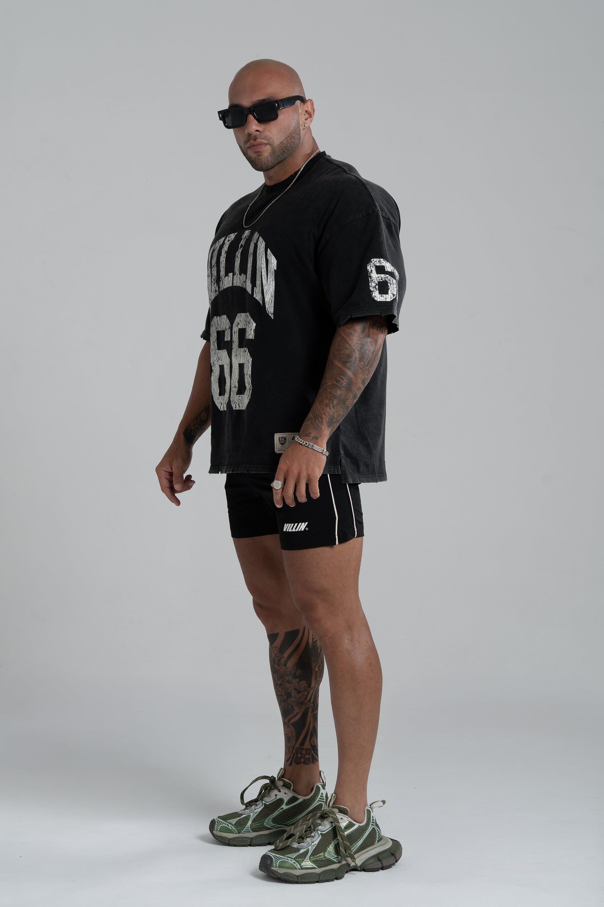 VILLIN JERSEY oversized tee in vintage black — men's
