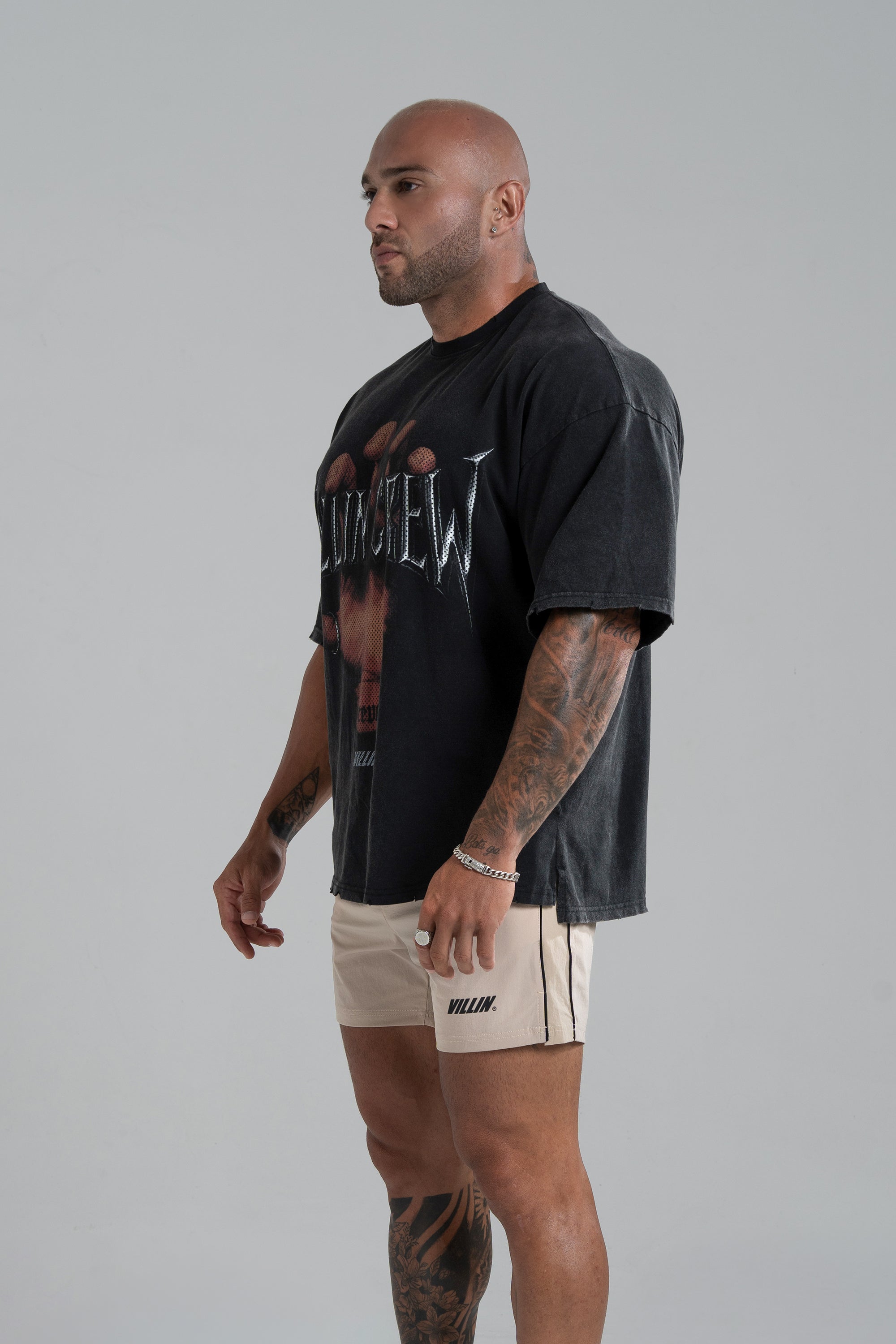 VILLIN HELLBOUND oversized tee in vintage black — men's