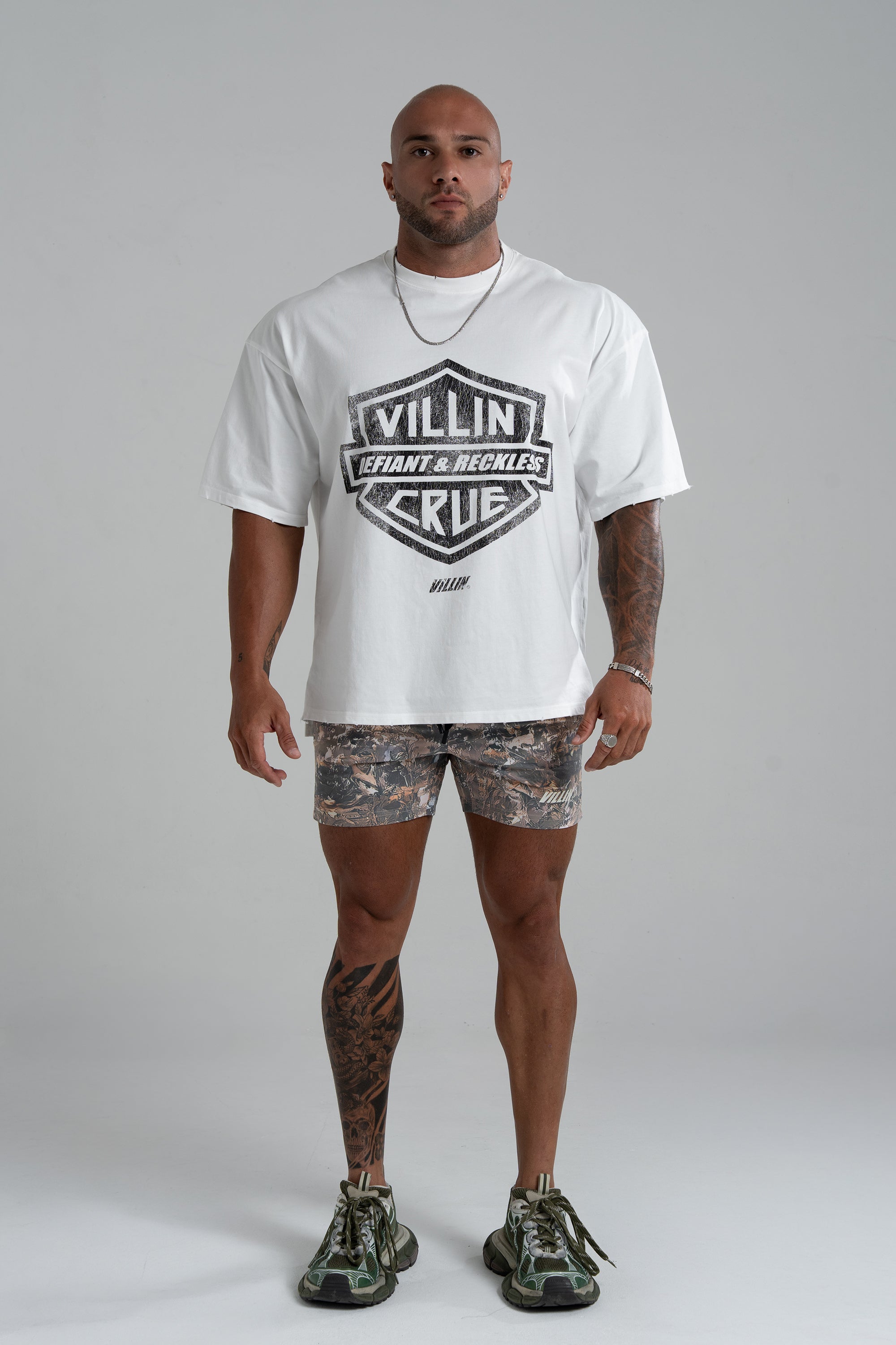 VILLIN RIDER oversized tee in vintage white — men's