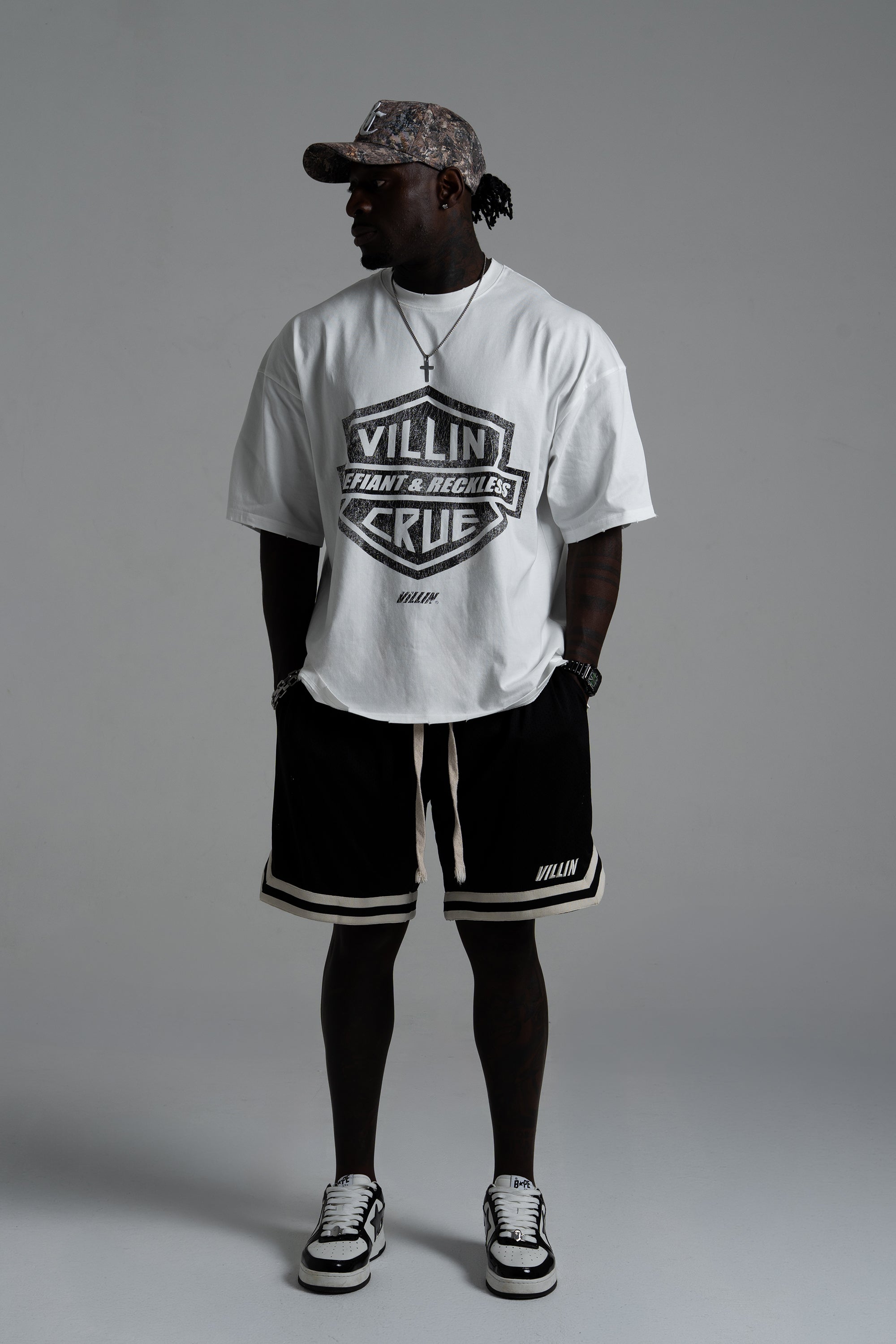 VILLIN RIDER oversized tee in vintage white — men's