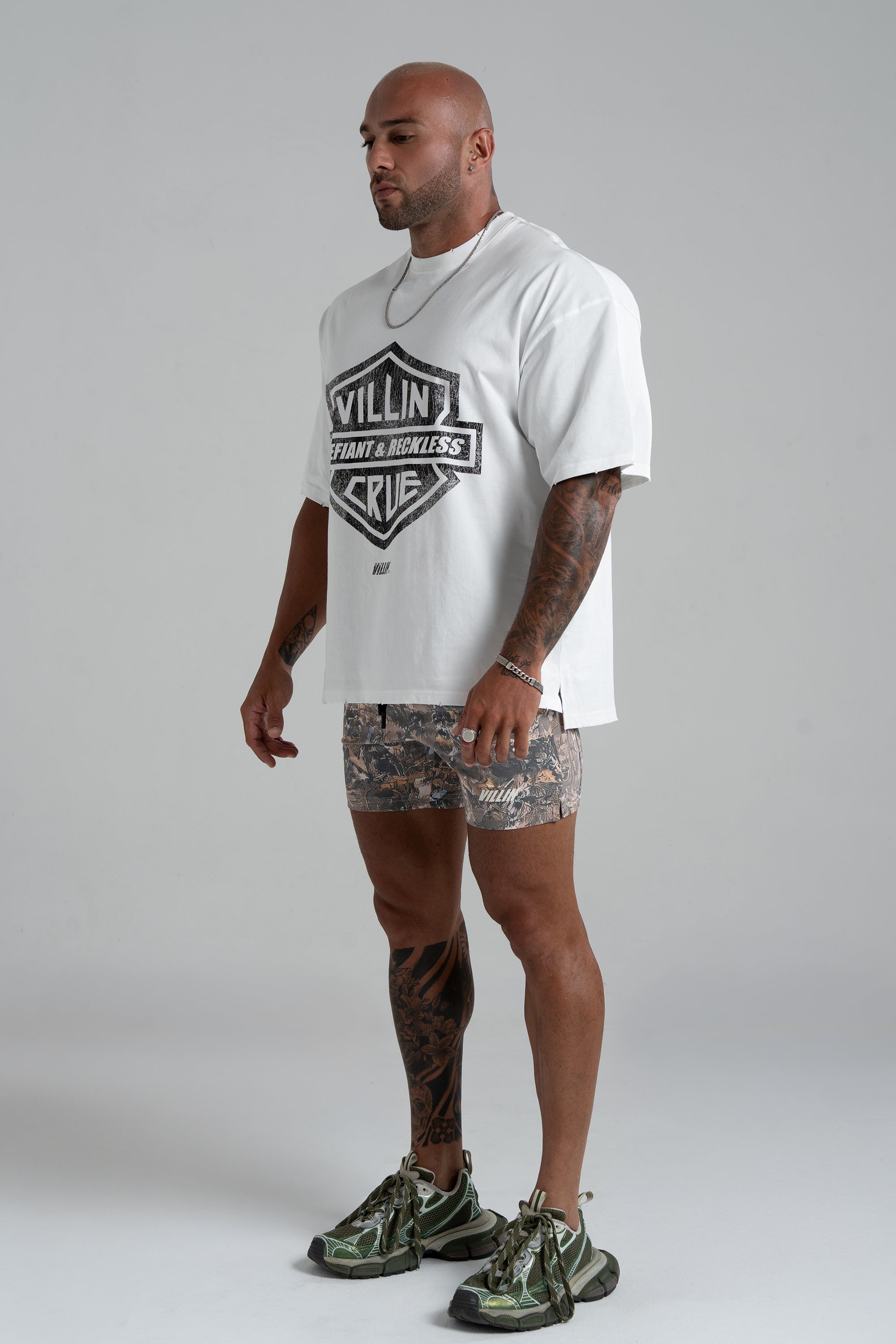 VILLIN RIDER oversized tee in vintage white — men's
