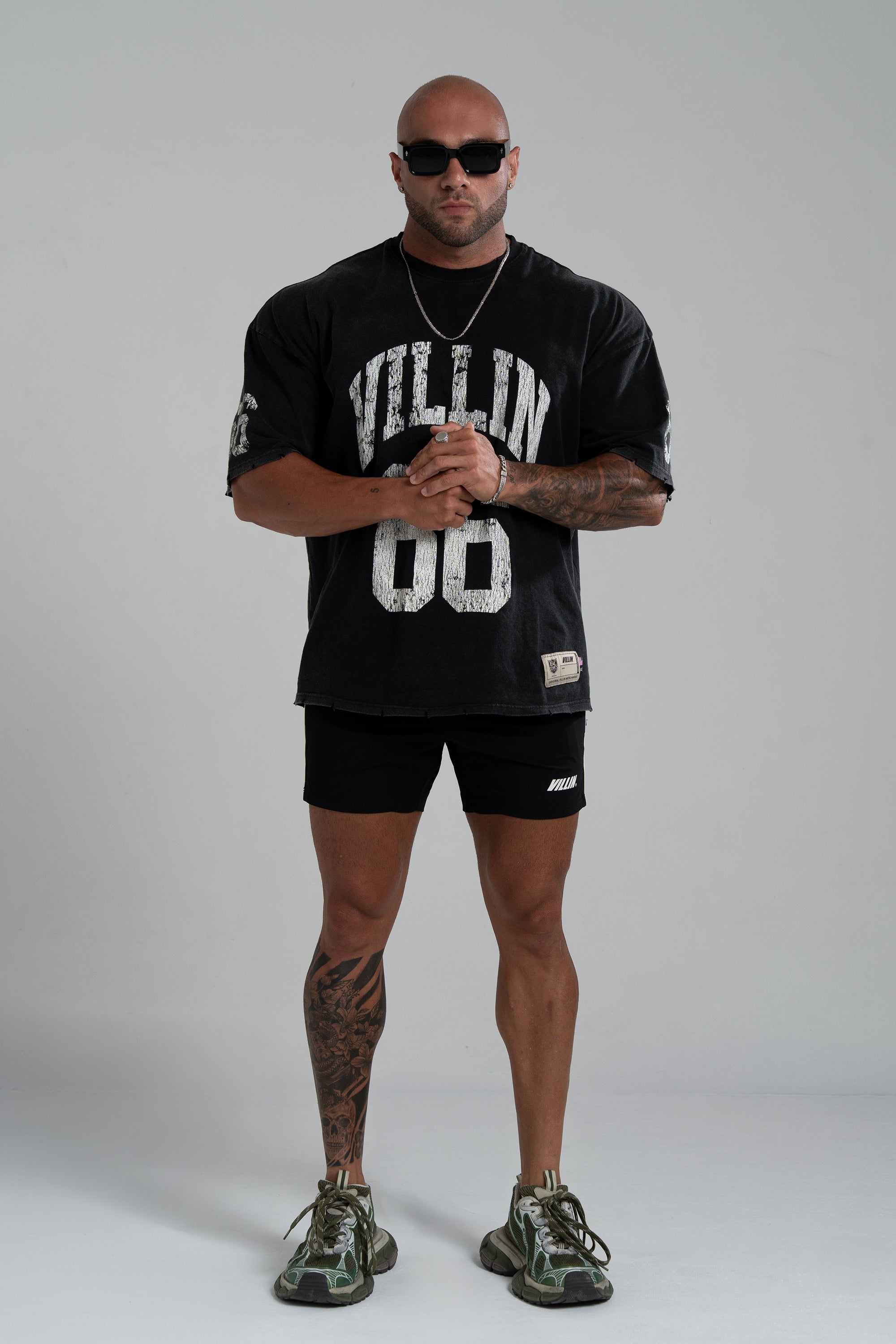 VILLIN JERSEY oversized tee in vintage black — men's