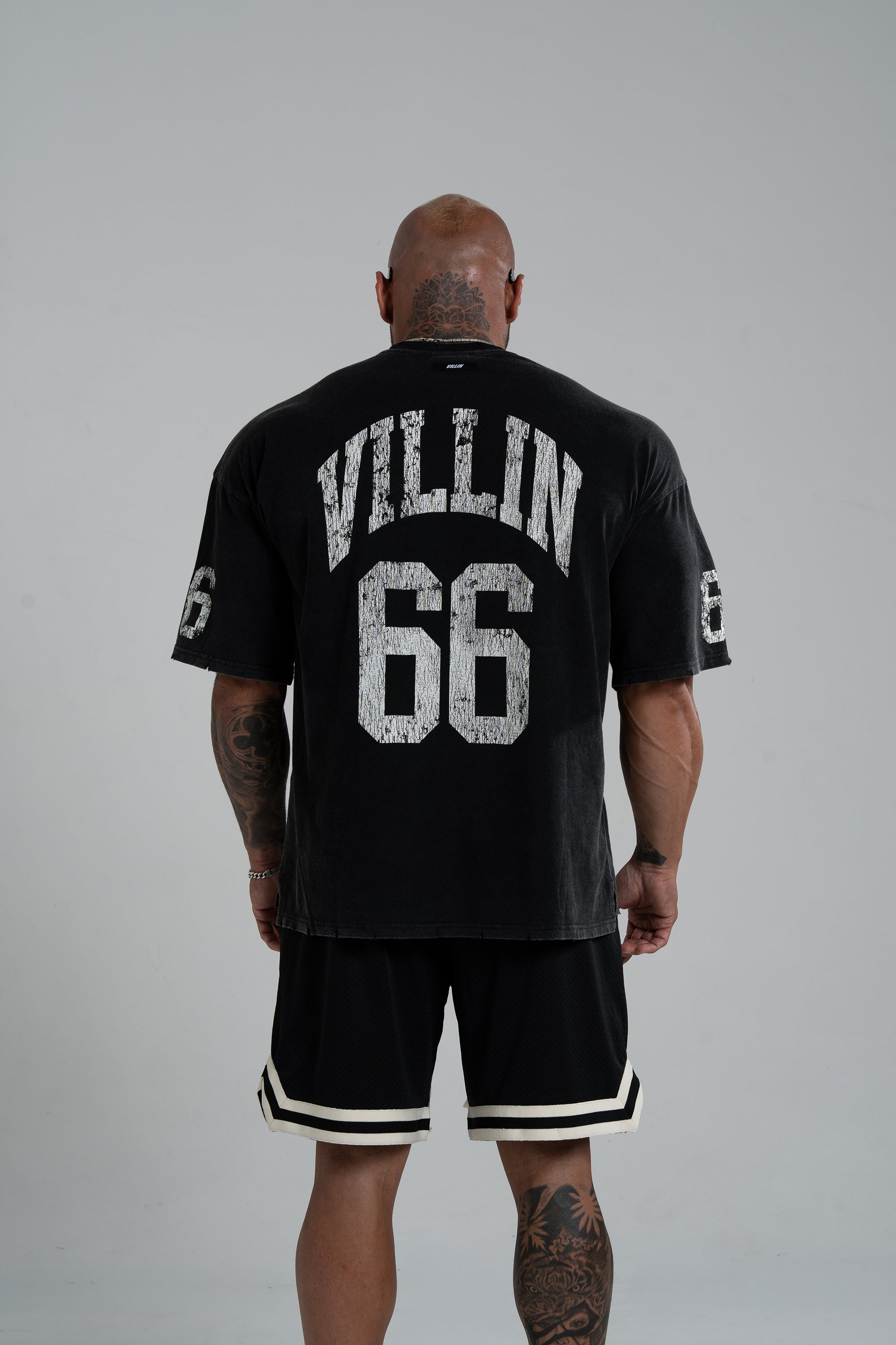 VILLIN JERSEY oversized tee in vintage black — men's