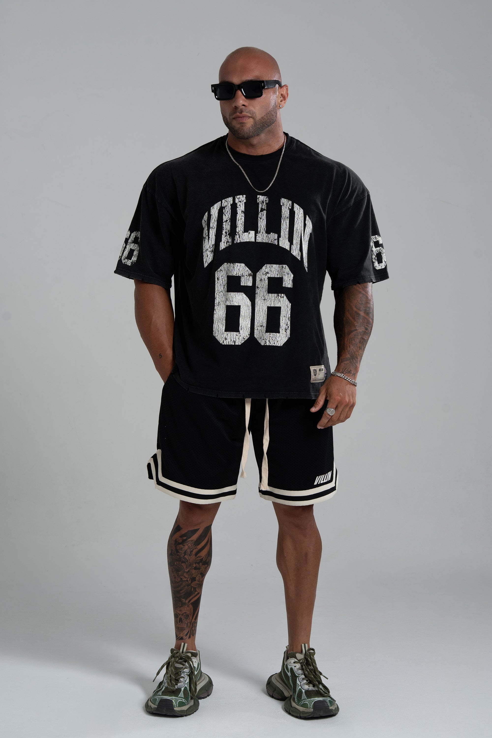 VILLIN JERSEY oversized tee in vintage black — men's