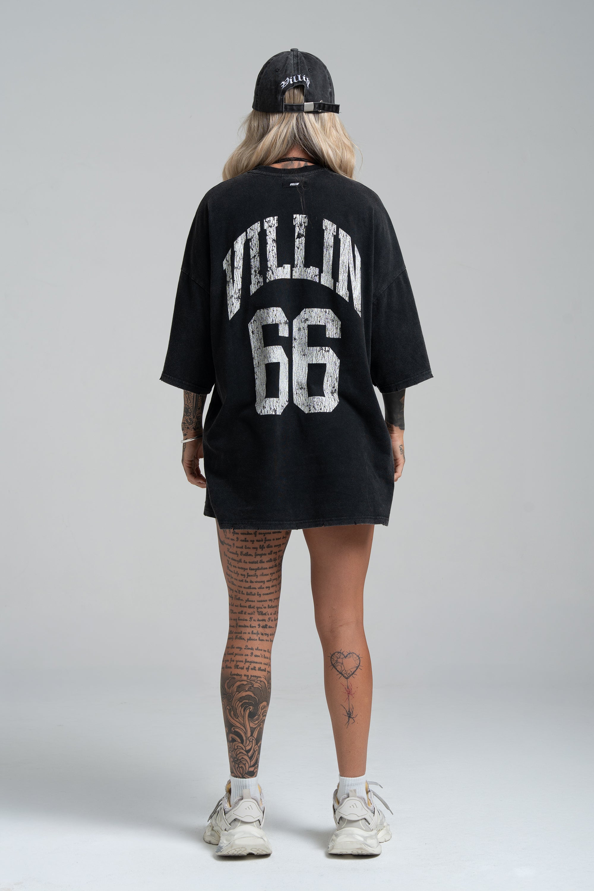 VILLIN JERSEY oversized tee in vintage black — women's