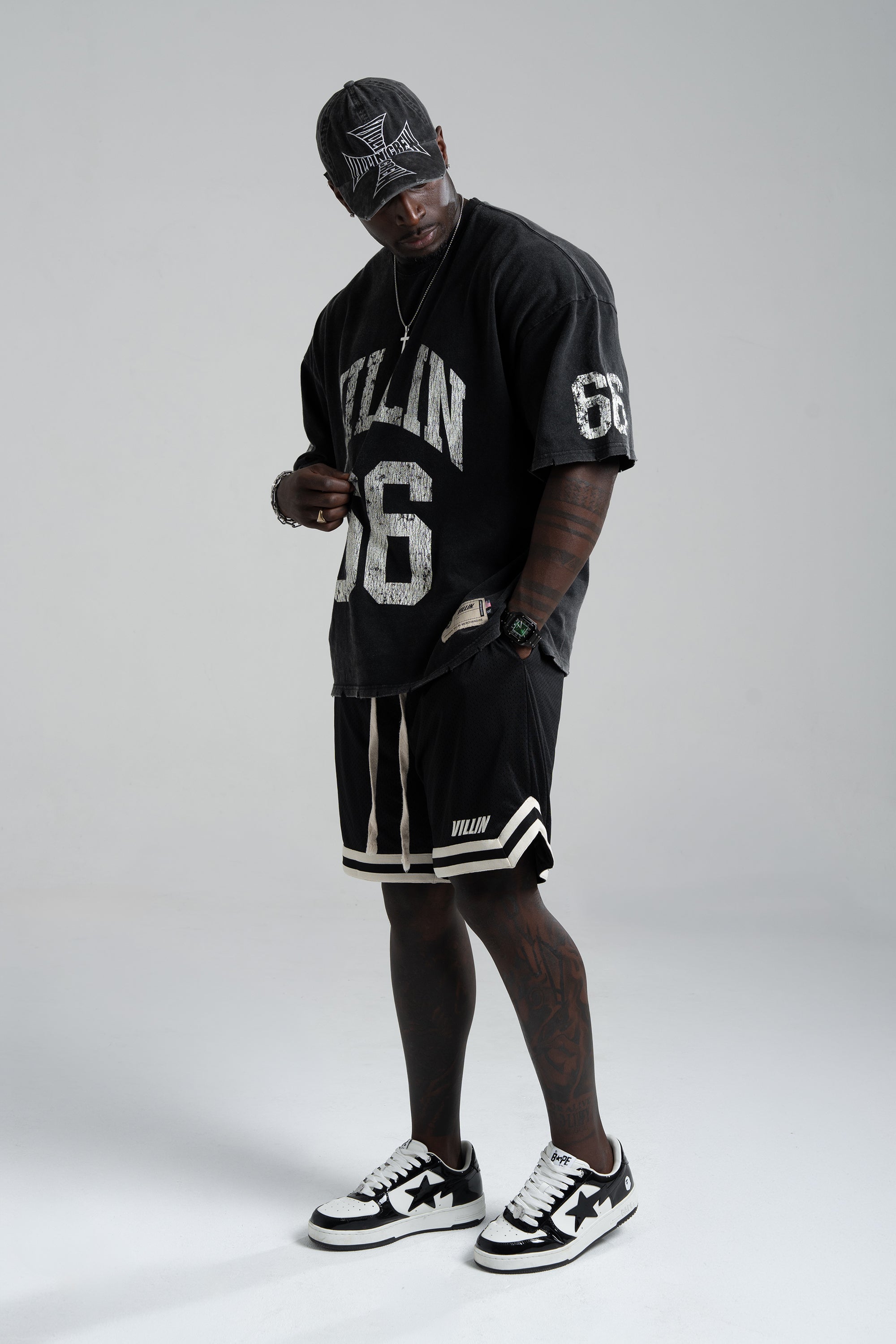 VILLIN JERSEY oversized tee in vintage black — men's